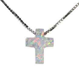 Pendant Necklaces JLP1773 -925 Sterling Silver White Opal Cross Size 8 10mm