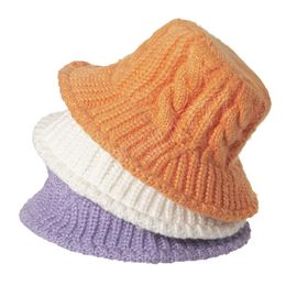 Women Crochet Knitted Fisherman Hat Panama Handmade Bucket Hat Korean Winter Soft Warm Caps Lady