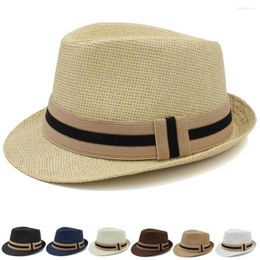 Berets 2 Sizes Parent-child Men Women Kids Boy Straw Fedora Hats Summer Trilby Sunhat Classical Jazz Caps Sombrero Beach Outdoor Travel