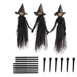 witch yard decor NZ - Dog Apparel Halloween Decorations Outdoor Large Light Up Holding Hands Screaming Witches Scary Decor for Home Outside Yard Lawn 220921