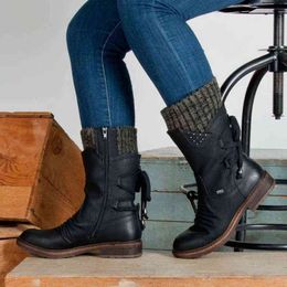 Boots New Fashion Women's 2022 Trend Medium Low-heeled Sleeve Popular Outdoor Leisure Knight Women Y2209