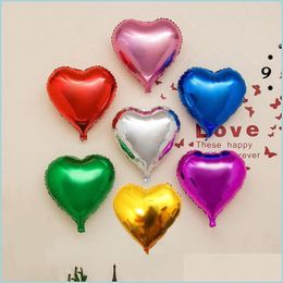 Party Decoration 10Pcs 10Inch Pink Heart Foil Helium Balloons Wedding Happy Birthday Adt Aluminium Love Anniversaire Ballons Yydhhome Dhe8B