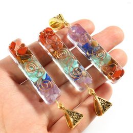 Pendant Necklaces Natural Stone Retro Reiki Healing Colorful Chips Chakra Orgone Energy Necklace Pendulum Amulet Orgonite Crystal 1pcs/lot
