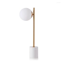 Table Lamps Modern Simple White Glass Globe Linear Light Marble Home Beside Desk Lamp TA085