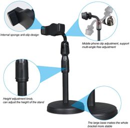 Microphone Stand Desktop Stand with Microphone Clip Universal Mic Mount with Heavy Compact Base Height Adjustable