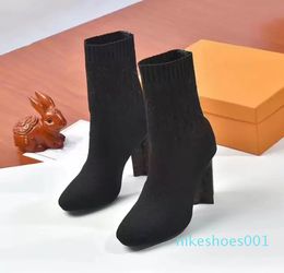2022 Boots Lady Sock Booties Fashionable Comfortable Leatherpresbyopia Martin Heel Height 2021 Luxurys 35-42 10Cm