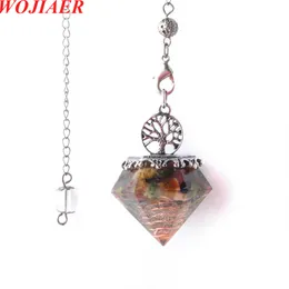 Fine Natural Stone Pendulum Pendant Reiki Heal Dowsing Divination Amethysts Crystal for Jewellery Antique Chain Gift BO945