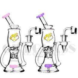 8 Inch Propeller Percolater Hookahs Heady 14mm Female Joint dab rig With Bowl Water Pipes Double Recycler Percs Glass Bongs oil rigs