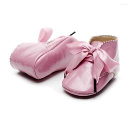 Boots Girls Patent Leather For Baby Fashion Lace-up Bow Party Shoes Autumn Anti-skid Soft Bottom Infant Toddler Girl Ankle