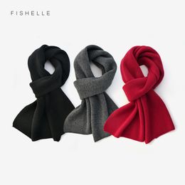 Scarves Wraps Scarves luxury cashmere knitted scarves solid Colour red Grey black women or men winter scarf adults warm thick wool kids children 220921