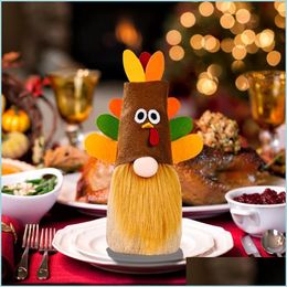 Party Decoration Thanksgiving Festival Turkey Hat Gnome Doll Ornaments Cute Cartoon Dwarf Elf Drop Delivery 2021 Home Garden Yydhhome Dh8Jf