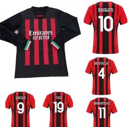 Long Sleeve 11 Ibrahimovic Soccer Jerseys 22 23 Customised Thai Quality 10 CALHANOGLU 13 ROMAGNOLI 19 THEO 39 PAQUETA Design Your Own football wear