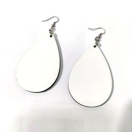 Sublimation MDF Earrings Blank Heat Transfer Teardrop Pendants Double Sided White DIY Gift