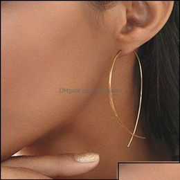 Charm Earrings Jewelry Fish Shaped Simplicity Handmade Copper Wire Earring For Women Gold Color Geometric Ear Brooch Dro Bdehome Otgfd