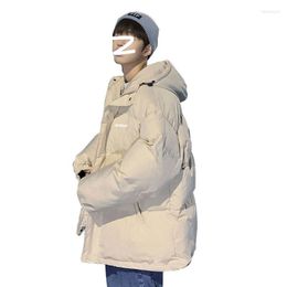 Men's Down Men's & Parkas Men Short Style Hooded Letter Printed Simple All-match Warm Coats Fashion Loose Casual Cozy Cool Ulzzang