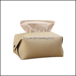 Tissue Boxes Napkins Pu Leather Facial Box Er Napkin Holder Organiser Pouch Paper Towel Dispenser Container For Home Of Packing2010 Dhbad