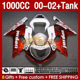 OEM Fairings &Tank For SUZUKI K2 GSXR-1000 GSXR 1000 CC GSXR1000 00 01 02 Body 155No.49 GSX R1000 GSX-R1000 2001 2002 2002 1000CC 00-02 Injection mold Fairing red pearl