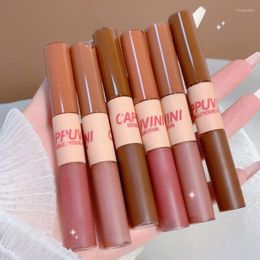 Lip Gloss Cappuvini Double-headed Glaze Chestnut Lips Mud Mirror Water Matte Lipstick For Tint Cosmetics Makeup Kit TSLM1