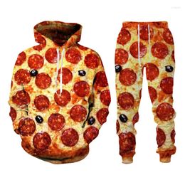 Men's Tracksuits Spring Autumn Tortilla Pizza 3D Printed Hoodies Funny Pancakes Sweatshirts Pants Sets Casual Sportswear Men Tracksuit
