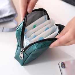 Storage Bags Women Sanitary Pad PU Waterproof Portable Napkin Tampon Bag Travel Makeup Reusable Organiser
