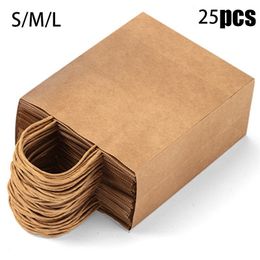 Gift Wrap 25PCS Bulk Kraft Paper Gift Bags Shopping Carry Craft Brown Bag With Handles DIY Bag Party Festive Supplies 220922