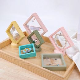 Colourful PE Film Jewellery Storage Box Ring Bracelet Travel Case 3D Floating Frame Dustproof Display Boxes