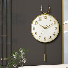Wall Clocks Gold Luxury Decorative Clock Living Room Electronic Stylish Modern Design Watches Saat Decoration For Home