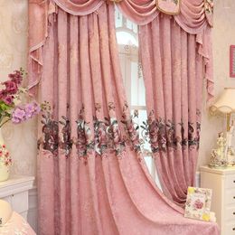 Curtain Simple Pastoral Style Embroidered Half Blackout Curtains European Jacquard For Living Dining Room Bedroom
