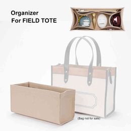 Bag Organiser Evening s Purse Insert For FIELD TOTE Felt Encryption Makeup Liner With Zip Women's Luxury Handbag Tote Storage Shaper 220922