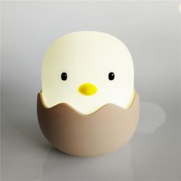 Night Lights LED Light Animal Egg Chick Shape Rechargeable Lamp Soft Cartoon Baby Nursery Bedroom For Children Birthday Gift