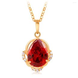 Pendant Necklaces Water Drop Necklace Gold Filled Fashion Charming Jewellery Inlaid Shiny Zircon For Women