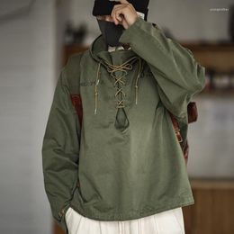 Men's Hoodies Maden Male Hooded Pullover Long Sleeve Deck Parker Jacket Drawstring Neckline Workwear Green Cuffs Ribbon Closure