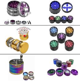 Tobacco Smoking Herb Grinders Accessories 4-Layers Aluminium Alloy material 100% Metal dia 63mm have 5 Colours With Clear Top Window Lighting Grinder