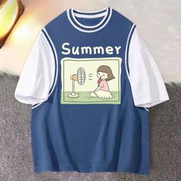 Women's T Shirts Summer Cotton T-shirts 2022 Harajuku Anime Kawaii Girl Cute And Funny Print Loose Womentshirt Fashion Street Explosive