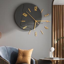 Wall Clocks MDF Board Wooden Clock Number Sticker Teenage Room Decoration DIY Watch For Home Interiors Horloge Grey