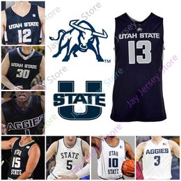 Utah State Aggies Basketball Jersey College Merrill Anderson Bean Abel Porter Diogo Brito Brock Miller Dorius Sean Bairstow McChesney