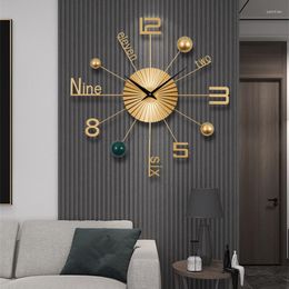 Wall Clocks Nordic Metal Wrought Iron Decorative Clock For Living Room Furniture Creative Upscale Simple Entrance