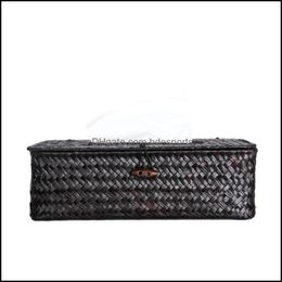 Tissue Boxes Napkins Woven Rattan Rectangar Box Er Paper Towel Napkin Storage Holder Case Drop Delivery 2021 Home Garden Bdesports Dhw85