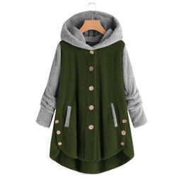 Women s Plus Size Outerwear Coats size winter coats for women fashion style button plush irregular Colour warm fleece coat with hooded Cold female 220922