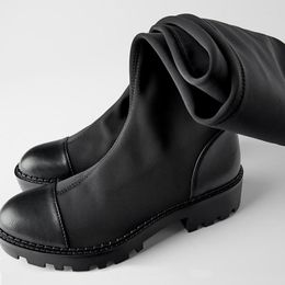 Сапоги Women Long Black Platform Shoes High 2022 носки на колене