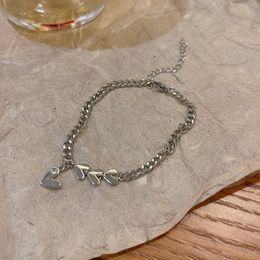 S3221 Fashion Jewellery Charms Bracelets For Women Heart Pendant Figaro Chain Bracelet