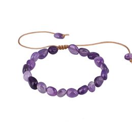Strand Irregular Natural Stone Amethyst Bracelet Adjustable Unshaped Beads Bracelets for Women Semi-precious Stone Fashion Jewellery Gift