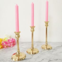 Candle Holders 10pcs/Lot Table Holder Plating Metal Candlestick Geometric Round Romantic For Wedding Dinner Decorat ZZT008
