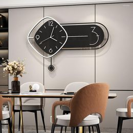 Wall Clocks Large 3d Decorative Digital Clock Modern Design Black Creative Hall Luxury Rreloj Pare Home Exsuryse