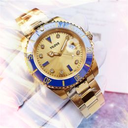 Mens Big Diamonds Ring Watch 40mm Stainless Steel Bracelet Classic Clock Calendar Business Automatic Mechanics Waterproof Multi-function Gifts Wristwatches
