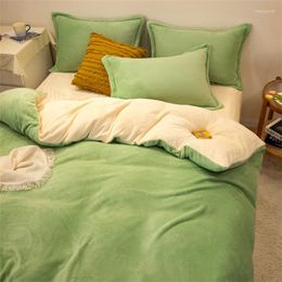 Bedding Sets Fashion Simple Solid Colour Duvet Cover Soft Cosy Flannel Winter Quilt Velvet Warm Thick Comforter 180x220cm