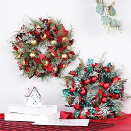 Decorative Flowers 2022 Style Christmas Wreath Leaf Ball Cartoon Hanging Wall Door Round Pendant Hanger Decoration