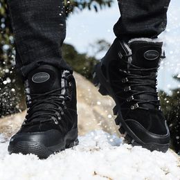 Boots Winter Warm Fur Plush Safety Shoes For Men Outdoor Casual Snow Work Indestructible Steel Toe Men's Footwear