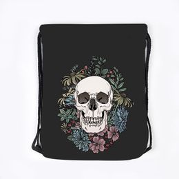 Halloween Drawstring Bag Skull 3D Digital Print Bouquet Pocket Backpack Black Skeleton Printed Bag RRE14422