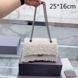 Furry Hourglass Fur Bags designer bag luxury shoulder tote bag Woman Winter Warm handbag small purse pochette